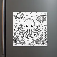 Cute Octopus and Fish | Kid's Coloring Page