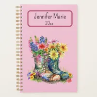 Flowers in Boots Personalize with Name, Year Planner