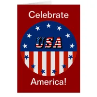 Celebrate America USA Flag Stars Holiday Card