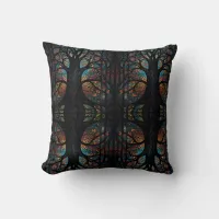 Mosaic Dark Forest Abstract Trees  Throw Pillow