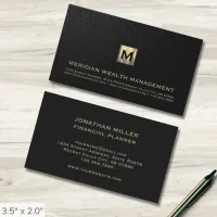 Black and Gold Monogram Initial Logo Emblem Business Card