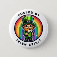 Happy St Patrick's Day Leprechaun with Green Beer Button