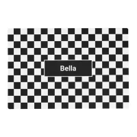 Black White Checker Pattern Pet Feeding Mat