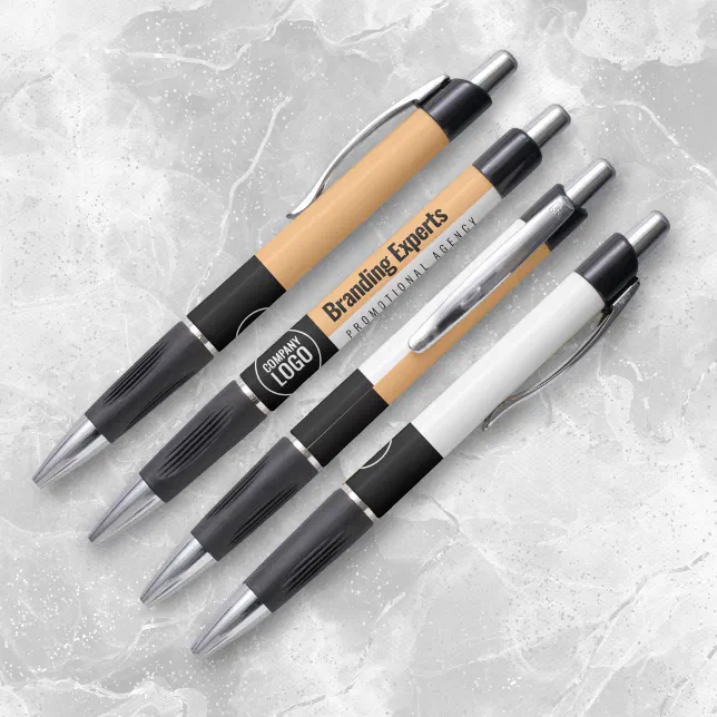 Modern White Peach Black Company Logo Website Pen