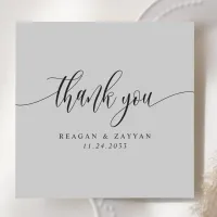 Soft Gray Minimalist Script Wedding Thank You Card