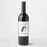 Chin Chin and a Bottle of Zin Funny Wine Cat Wine Label