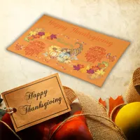 Thanksgiving Friendsgiving Autumn on orange | Cloth Placemat