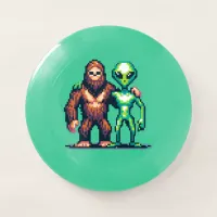 Extraterrestrial Alien Being and Bigfoot Pixel Art Wham-O Frisbee