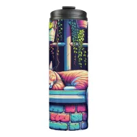 Sleepy Cat in Window Sill Ai Art Thermal Tumbler