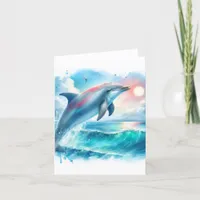 Coastal Under the Sea Dolphin Thank You Card