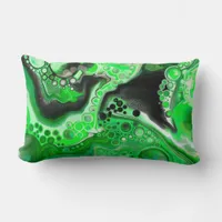 Green Digital Fluid Marble Art   Lumbar Pillow