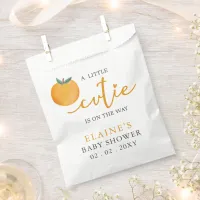 A Little Cutie Is On The Way Orange Baby Shower Favor Bag