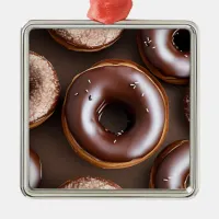 Chocolate Donuts with Sprinkles Christmas Metal Ornament