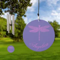 Pink and Purple Fantasy Dragonfly Personalize  Wind Chime