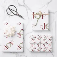 Elegant Christmas Joy to the World Wreath Wrapping Paper Sheets