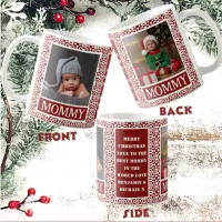 Mommy Christmas Pattern Red And White Photo Coffee Mug
