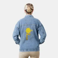 Glitter Gold Yellow Floral Monogram F Womens Denim Jacket