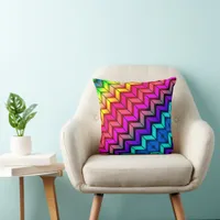 [Fun with Stripes] Pattern #7a Rainbow Geometric  Throw Pillow