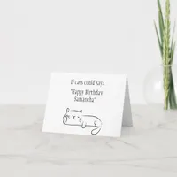 Funny Cat Sarcastic Minimalist Birthday Name Card