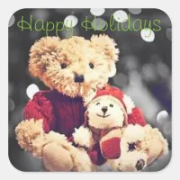 Happy Holidays Teddy Bear Sticker