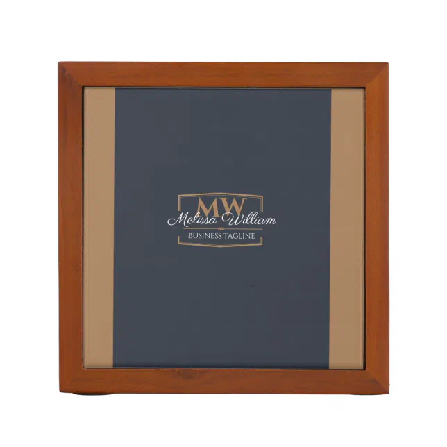 Black Gold Monogram Desk Organizer