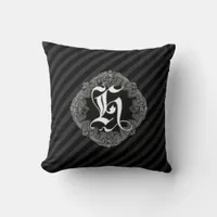 Elegant Goth Initial H Throw Pillow