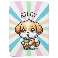 Cute Kawaii Puppy Dog with Bubble Tea Personalized iPad Air Cover