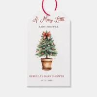 Red Bow Christmas Tree Merry Little Baby Shower Gift Tags