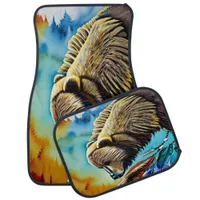 Majestic Bear Depicted in Vibrant Native Art Car Floor Mat