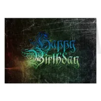 Happy Birthday Card Blue and Black  Graffiti Text