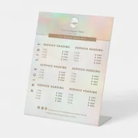 Elegant Holographic Beautician Service Price List  Pedestal Sign