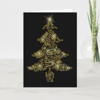 Christmas Tree Word Cloud Gold ID271 Holiday Card