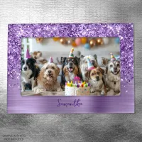 Glittery Glam Royal Purple Name Magnetic Frame