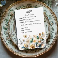 Paper Quilling Flowers Wedding RSVP & Meal Invitation