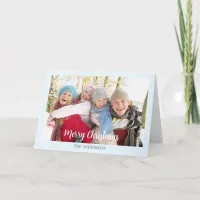 Modern Ice Blue Simple Elegant Photo Christmas Holiday Card