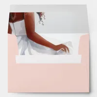 Coral Blush Pampas Coastal Beach Botanical Wedding Envelope