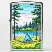 Nature Camping Themed Tent in the Woods Zippo Lighter