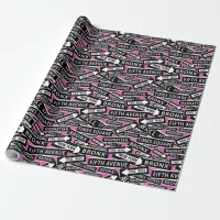 New York City Street Signs Pink, Black and White Wrapping Paper