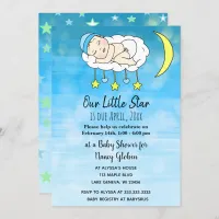 Sweet little Baby Blue stars and moons boys Invitation