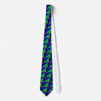 Diag Rainbow Gradient Floral Pattern Blue Green Tie