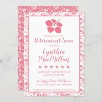 Pink Hibiscus Tropical Flowers Retirement Luau Invitation