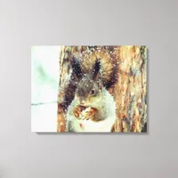 Snowy Squirrel Canvas Print