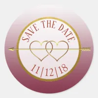 Burgundy & Gold Gradient  Save the Date Stickers