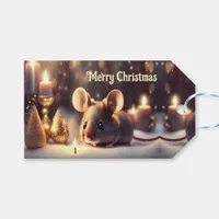 Cute mouse celebrates Christmas custom  Gift Tags