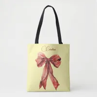 Emotional Encouraging Message Red Bow  Tote Bag