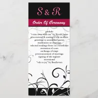 Pink,black and white Wedding program