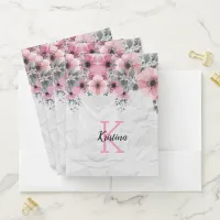 Romantic Elegant Antique Floral Personalized Pocket Folder
