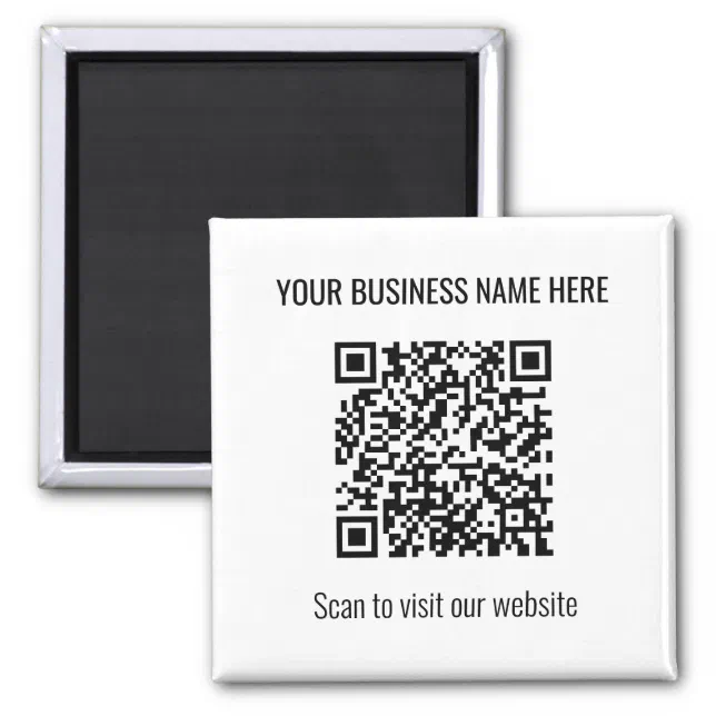 Simple Modern QR Code Square White Magnet