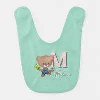 Unbearably Sweet Teddy Bear Teal Baby Bib