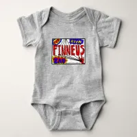 Boy's Name Finneus Spider Web Super Powers Baby Bodysuit